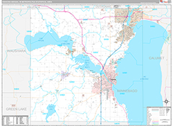 Oshkosh-Neenah Metro Area Wall Map Premium Style 2026